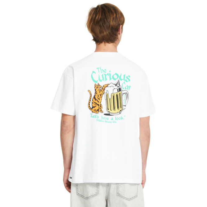 T-shirt Curious Cat blanc