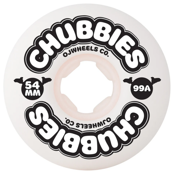 Roues de skateboard Chubbies 99a 54mm blanc