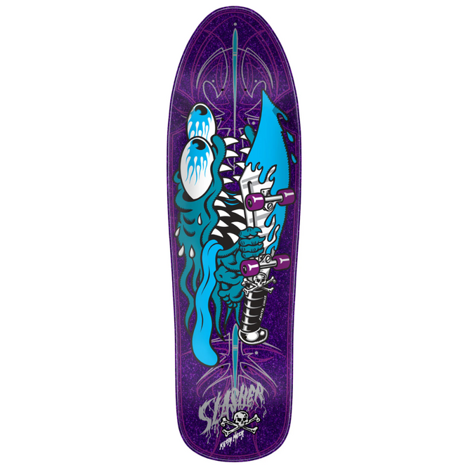 Meek Pinstripe Slasher Shaped Purple 9.2" (rayures) Skateboard Deck