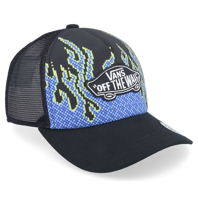 Kids Pixel Flame Trucker Cap Noir